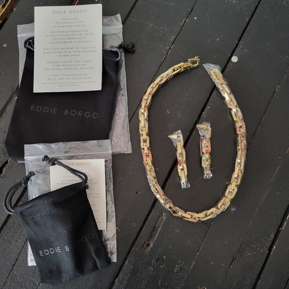 Eddie Borgo NWT Women's Supra Gold Chain Link Necklace Earrings Set - Picture 7 of 7